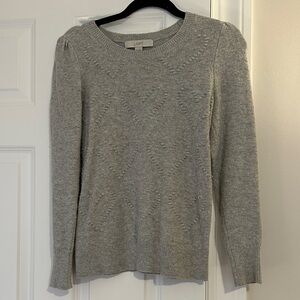 LOFT Heather Gray heart Textured Sweater